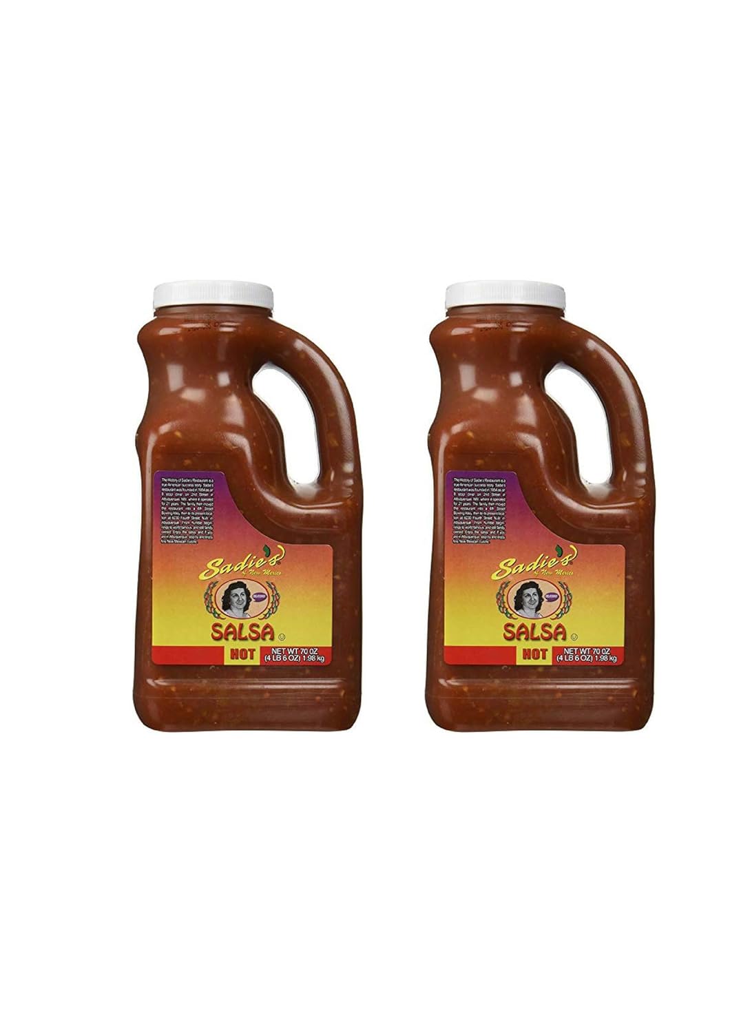 Sadie's of New Mexico Hot Salsa - 70 oz Jug - Tomato, Chillies & Jalapenos (Pack Of 2)