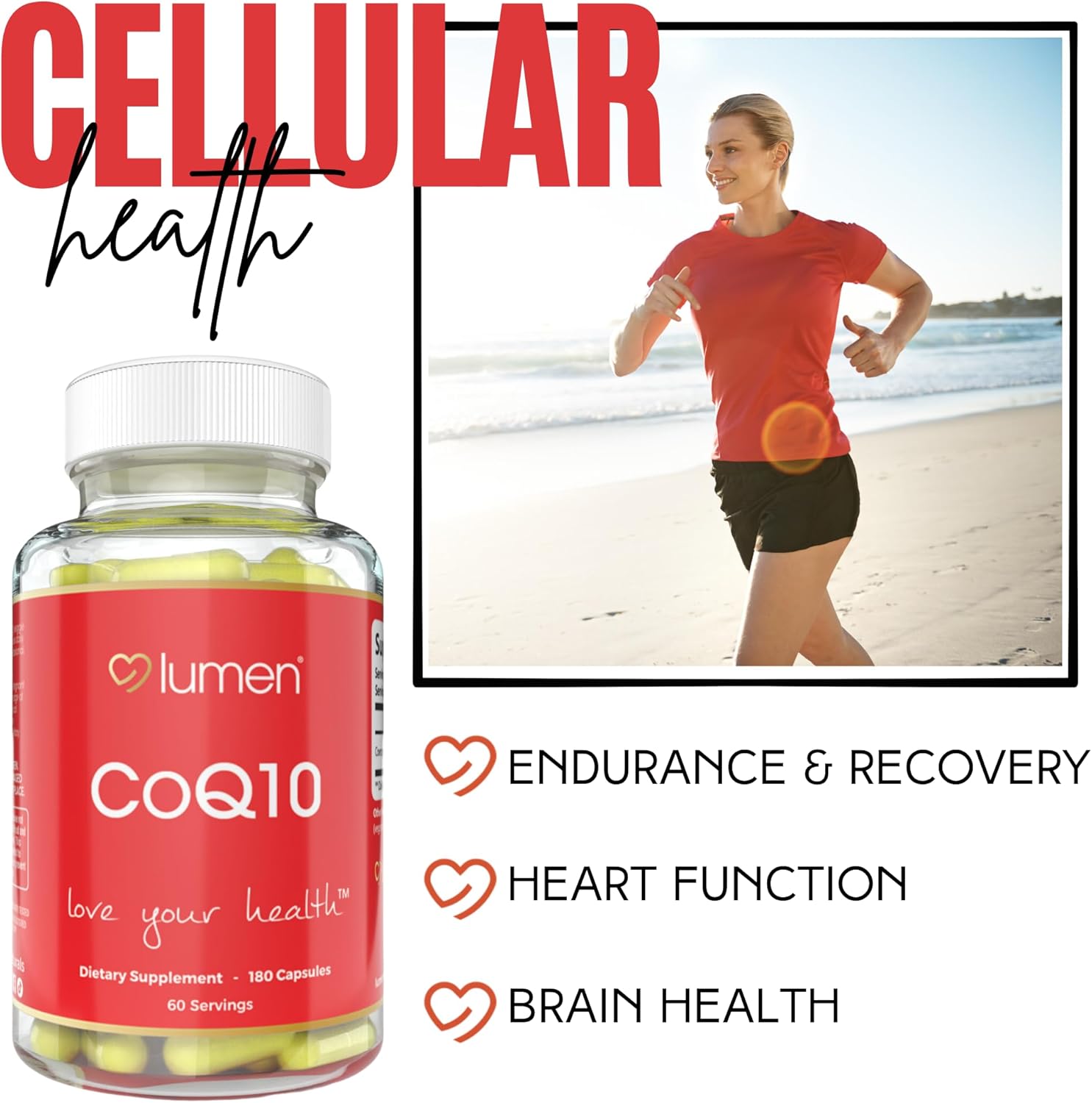 Lumen Naturals CoQ10 for Women – Coenzyme Q-10 600mg Per Serving – 180 Veggie Capsules – 60 Servings