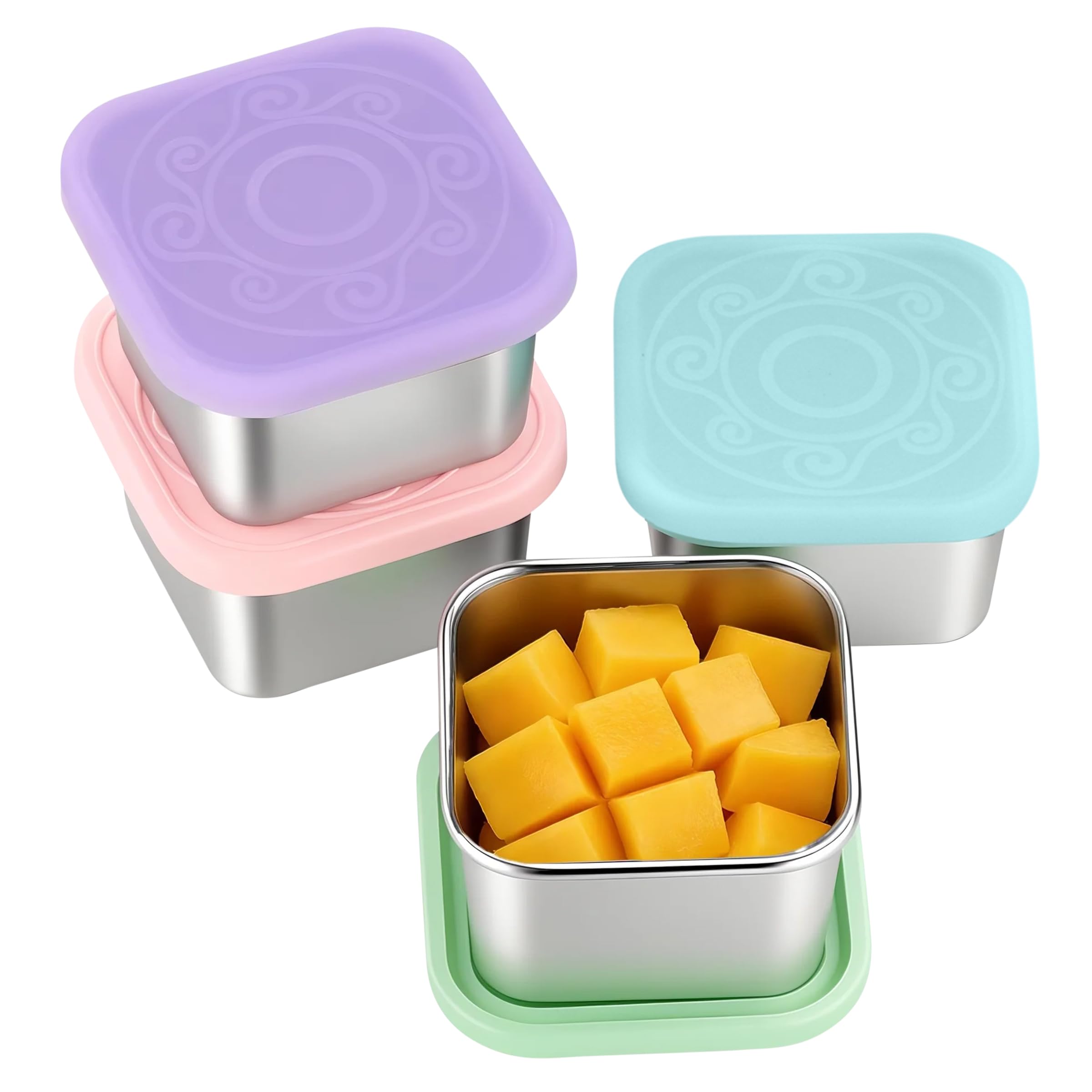 4 Pack Stainless Steel Snack Containers, 6oz Snack Box with Silicone Lids,Stackable Portable Small Food Storage Container for Picnic,Travel,School,Office,and Daycare-image-27