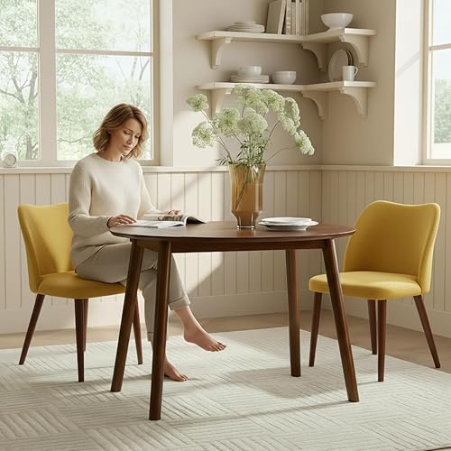 Miniatura 15 de Juego de 4 sillas de comedor, juego de sillas tapizadas para cocina y comedor, silla lateral acentuada moderna con respaldo curvo acolchado y patas