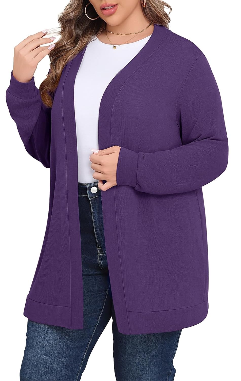 POSESHE Womens Plus Size Cardigan Sweater 2025 Fall Long Sleeve Lightweight Knit Open Front Casual Loose Cardigan