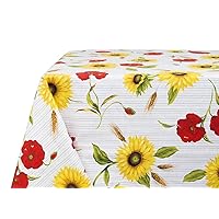 BIANCHERIAWEB Tovaglia Cucina 140x140 cm con Disegno Girasoli RP Made in Italy Copri