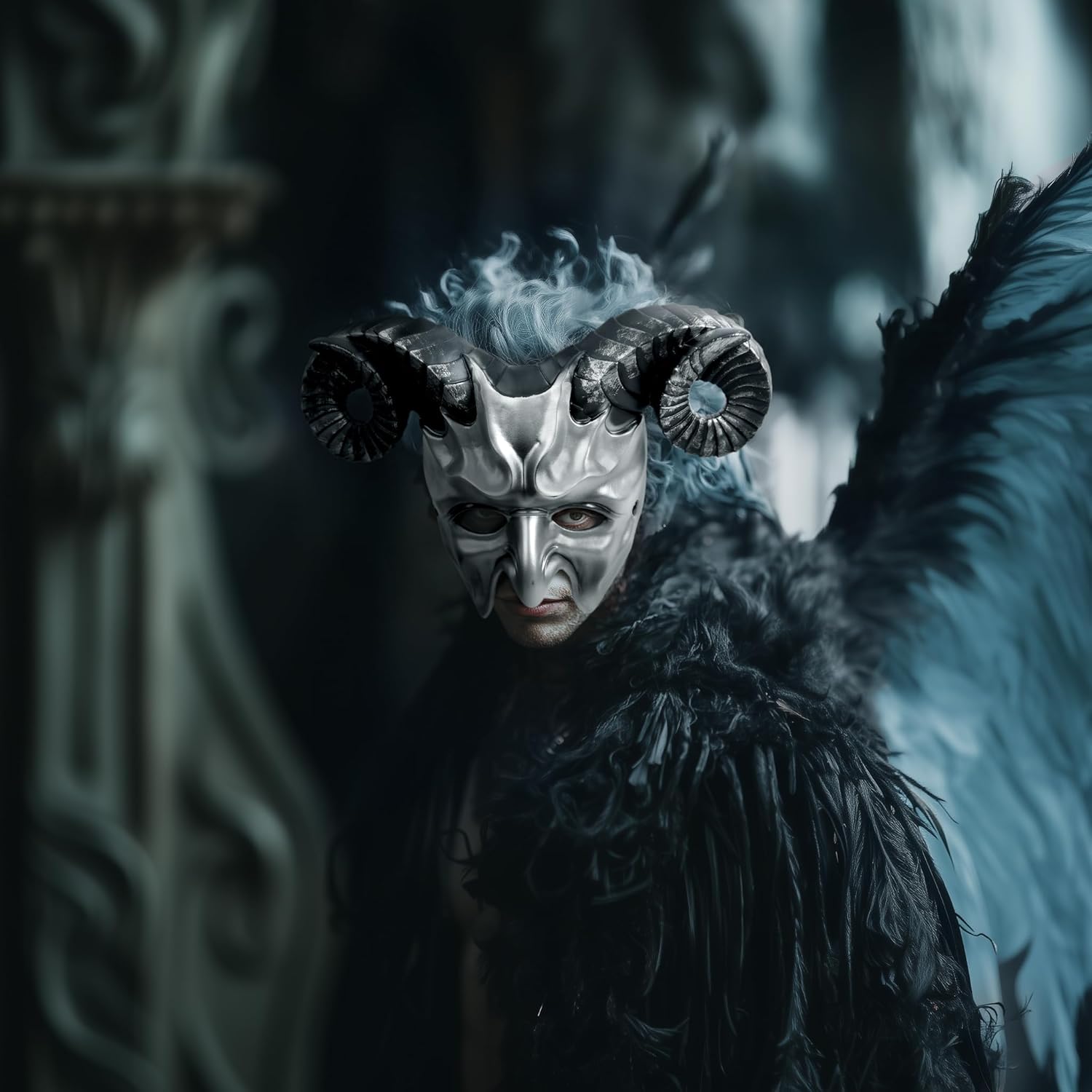 MCJC Devil Goat Horned Mask, Halloween Cosplay Props, Adult Half Face Masquerade Mask, 4 Colors - Image 9