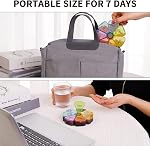 Weekly Pill Organizer, Large Daily Pill Case Portable Travel 7 Day Pill Box Dispenser with Large Compartments for Pills Vitamins Fish Oil, Rainbow Color