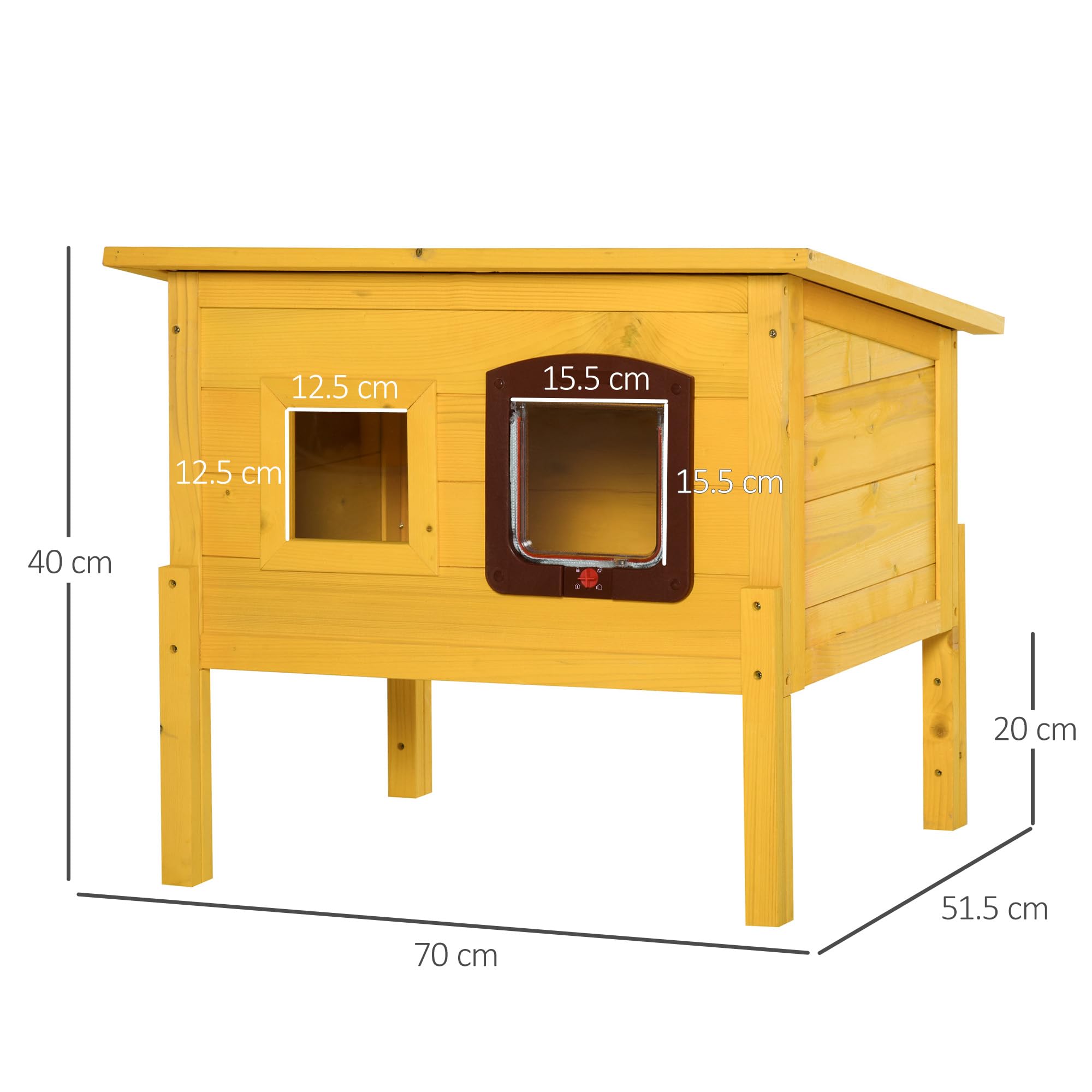 PawHut Cuccia Casetta per Animali Domestici in Legno di Abete, 70x51.5x60cm