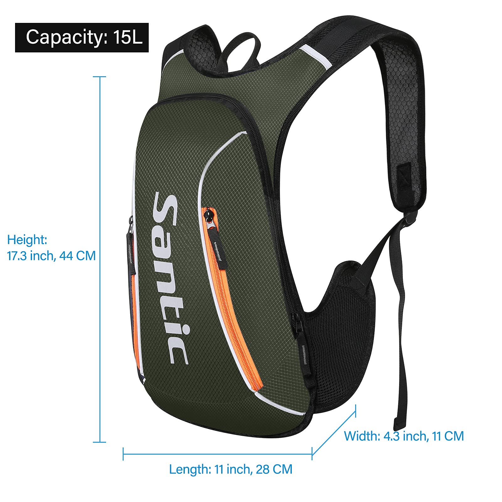 Santic Zaino Ciclismo Ultraleggero Zaino Bicicletta MTB Piccolo Zaino Bici Mountain Bike 15 Litri per Uomo e Donna