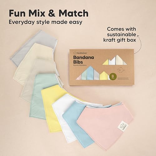 Miniatura 186 de KeaBabies 8 unidades de baberos tipo bandana orgánicos para niñas - Baberos tipo triángulo súper absorbentes para bebés que babean y están en