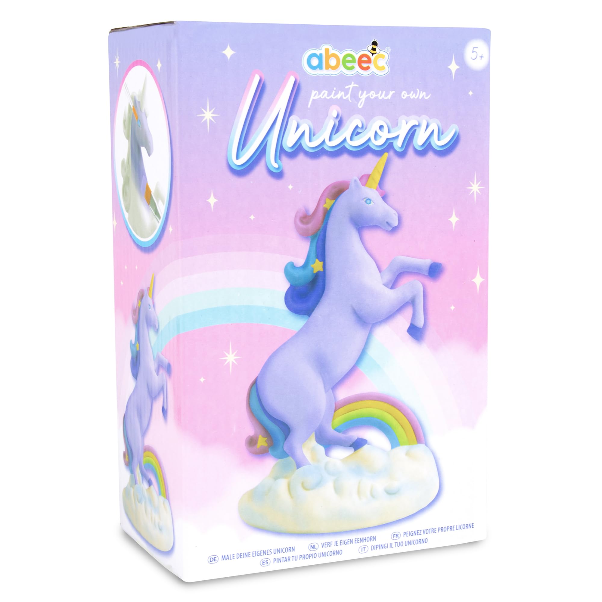 abeec Paint Your Own Unicorn Arts and Crafts Set With 6 Paints and 2 Paintbrushes for Kids