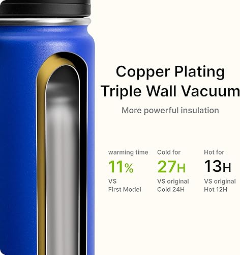 Miniatura 4 de Botella de agua de 22 onzas, botella de agua deportiva de acero inoxidable aislada al vacío con tapa de boquilla a prueba de fugas, botella de agua