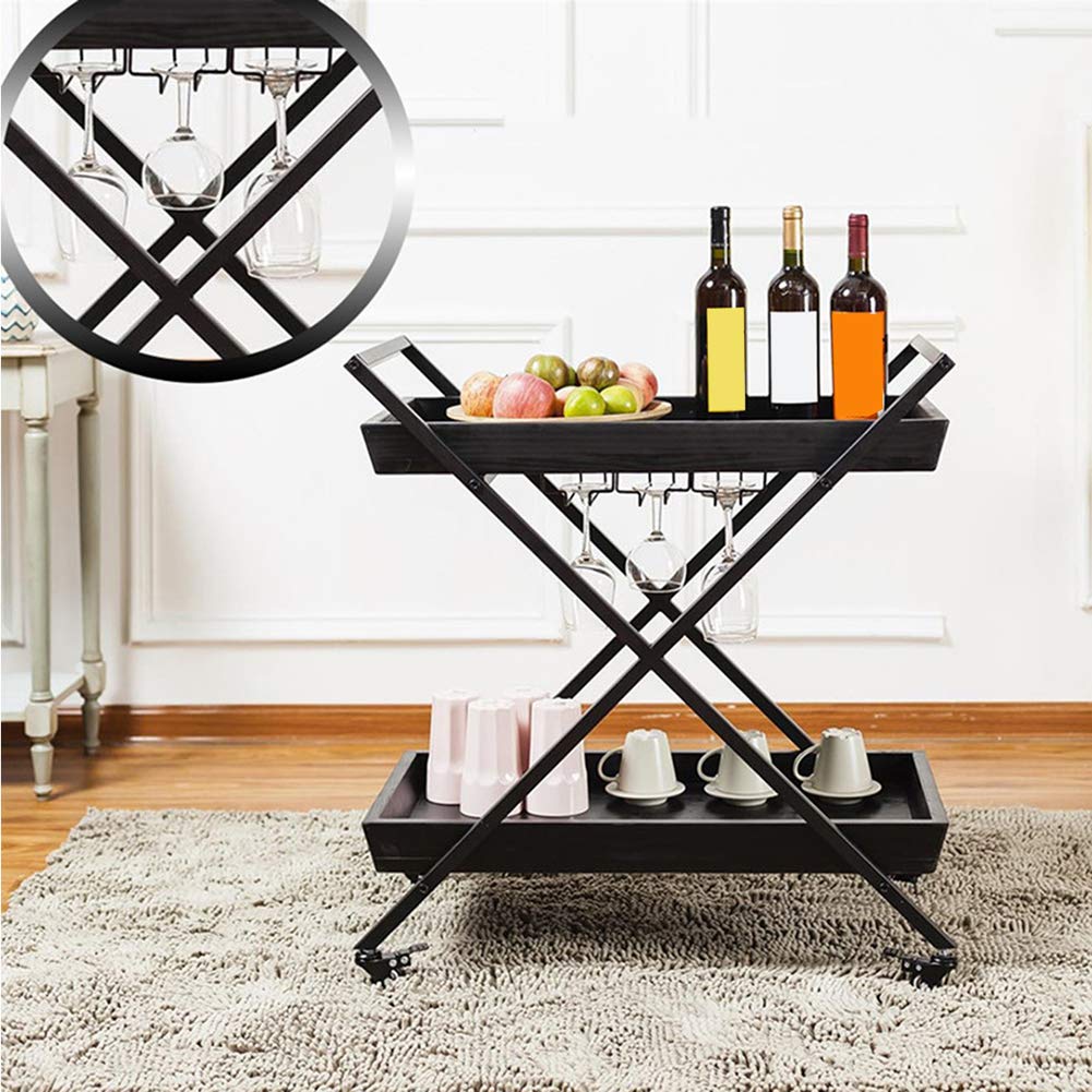 Carrello bar artigianale in tubi e legno, portabottiglie su ruote, mobile bar industriale - Italia