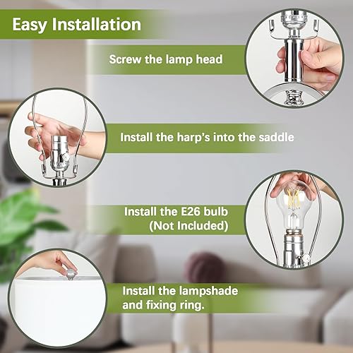 Miniatura 7 de Juego de 2 modernas lámparas de mesa plateadas con 2 puertos de carga USB, lámpara de mesita de noche de cristal de 27 pulgadas de alto con pantalla