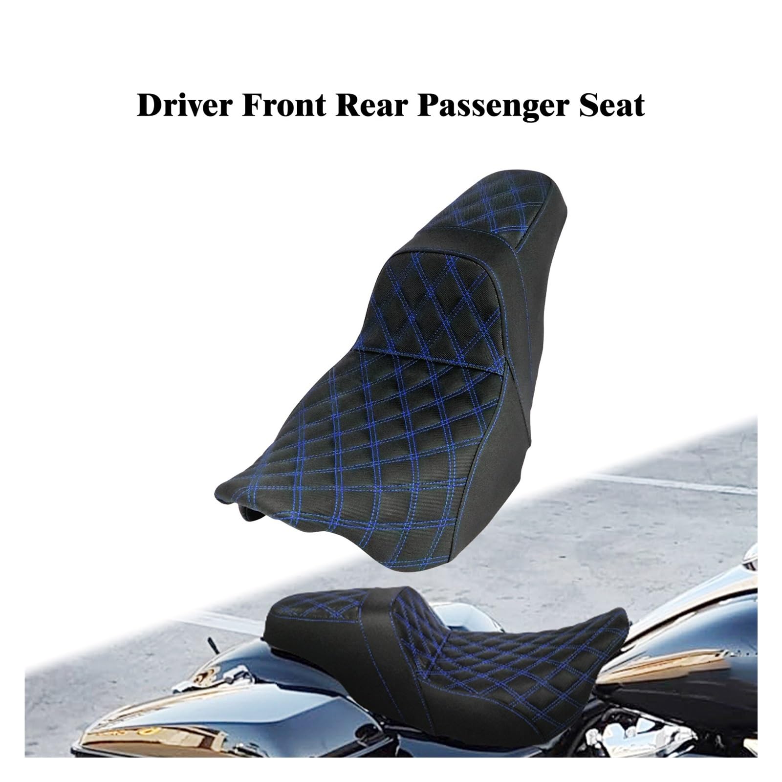 Motocicleta Asientosilla Asiento De Dos Plazas para Motocicleta, Asiento Acolchado Delantero Y Trasero para Pasajero, Adecuado para Touring Street Glide FLTRX FLHR 09-23