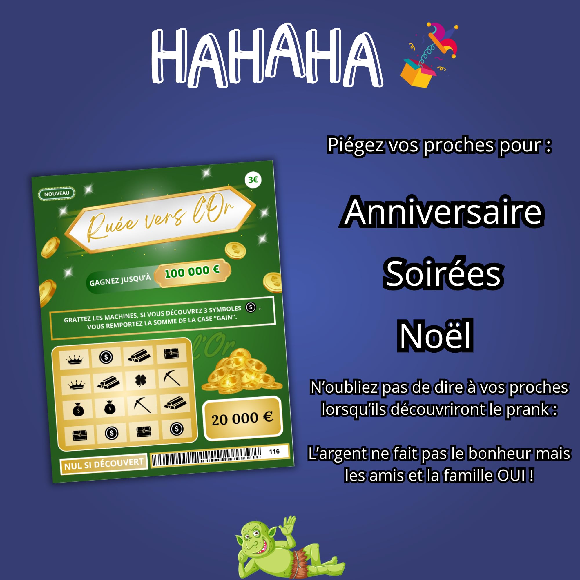 Billets Cinema Lot 5 Faux Tickets à Gratter Gagnants - Blague 500 000 Billets Cinema Lot 5 Faux Tickets à Gratter Gagnants - Blague 500 000