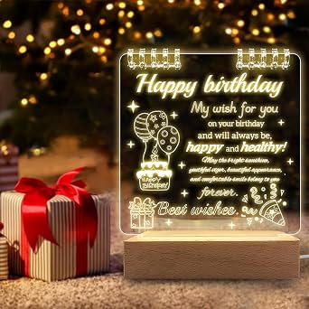 QUIGO Birthday Gifts LED Night Light Birthday Decorations 1 Year Old Boy/Girl to 40th/ 50th/ 30th Desk Lamp Living Room Aesthetic for Best Friend Women Sister Teen Girls Mom& Dad USB SUNLAMP-P