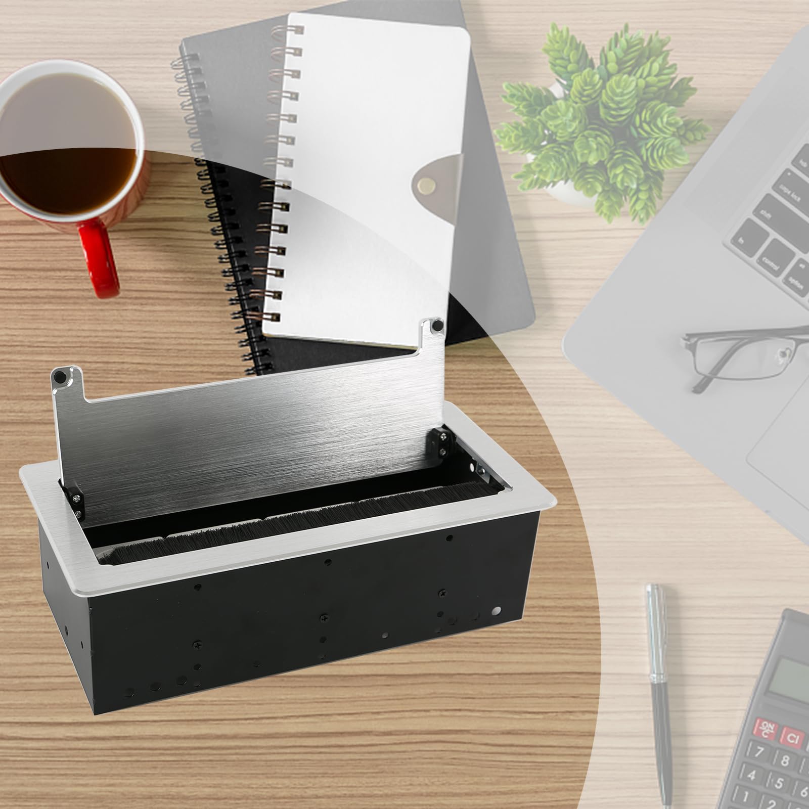 Prise De Sol Multifonction - Boîte De Câbles Multimédias Encastrable Ou De Bureau, 2-4 Prises CA Pour Bureau Et Maison