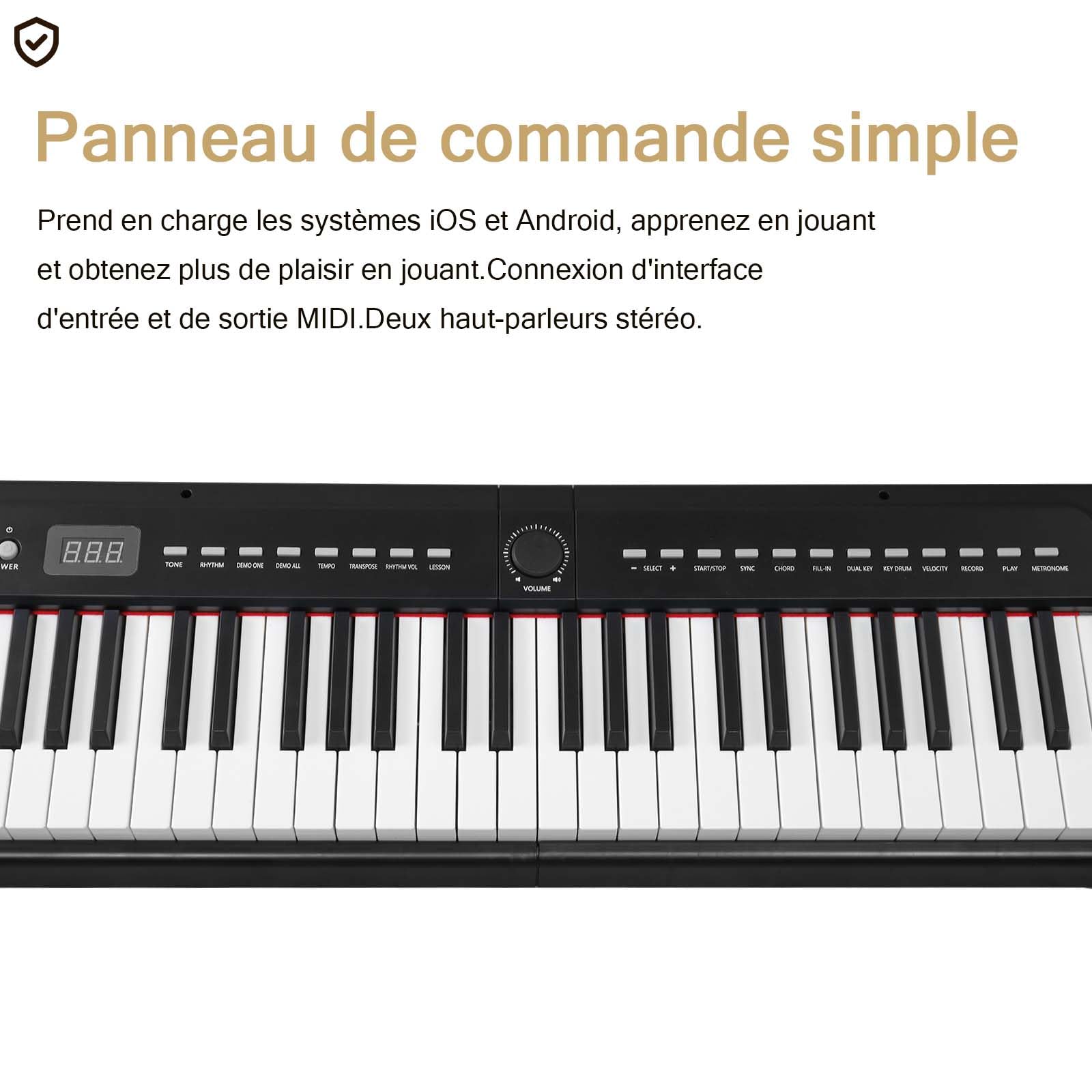 Bonnlo GPP-105 Clavier Numérique 88 Touches Semi-Lestées de Taille Standard, pour Les Amateurs de Piano, Piano Numérique avec MIDI Bluetooth, Casque, Noir