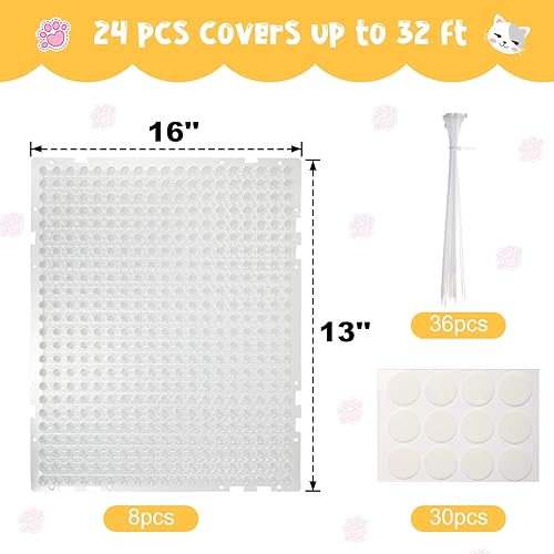 Miniatura 2 de Geetery Paquete de 8 tapetes repelentes de arañazos para gatos con púas para interiores y exteriores, plástico transparente, para entrenamiento,