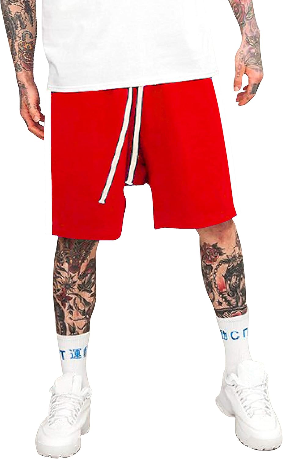 Hat and Beyond Active Stripe Track Loose Fit Stretch Casual Elastic Athletic Boxing Shorts