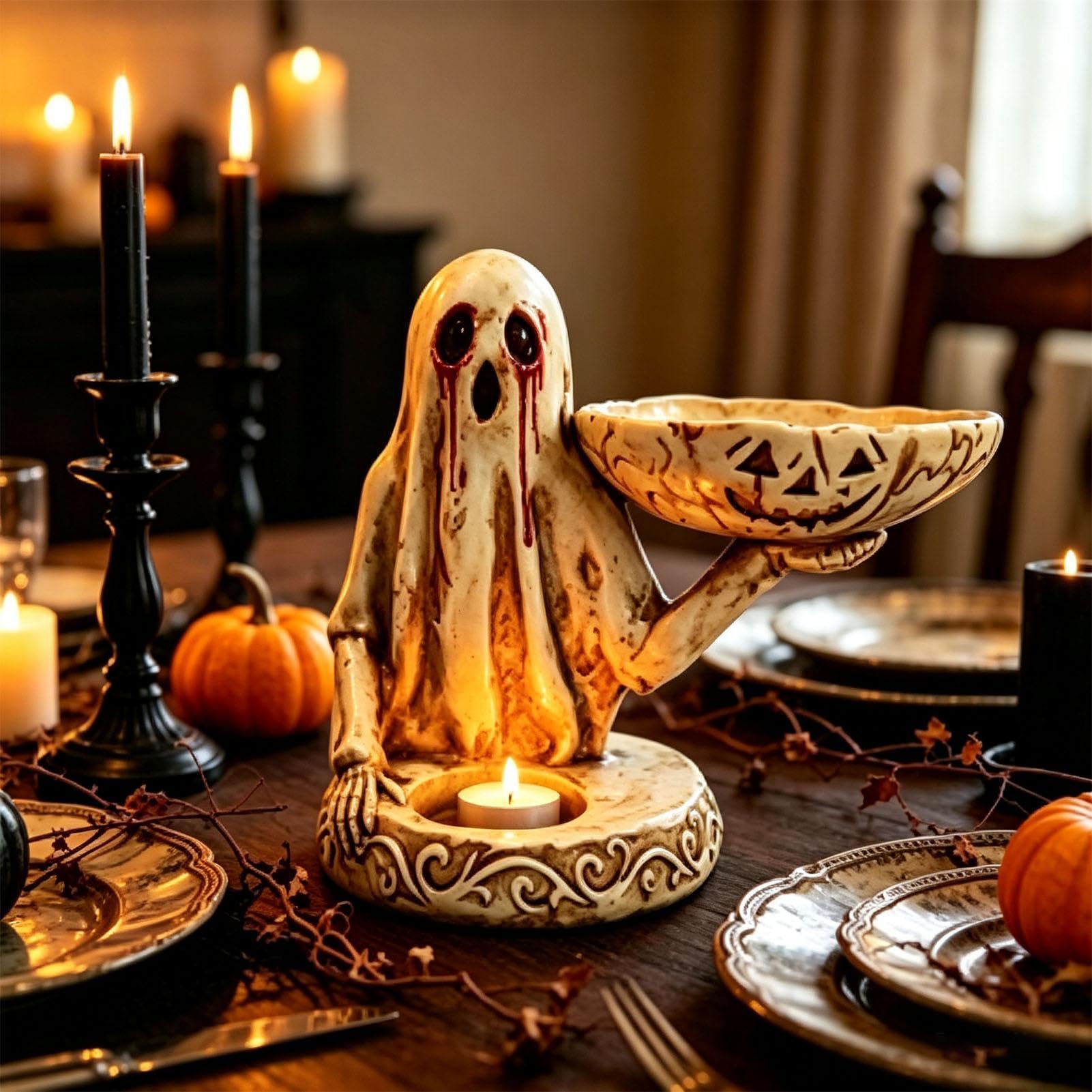 Uchwyt na świeczki Halloween w kształcie ducha z blatem