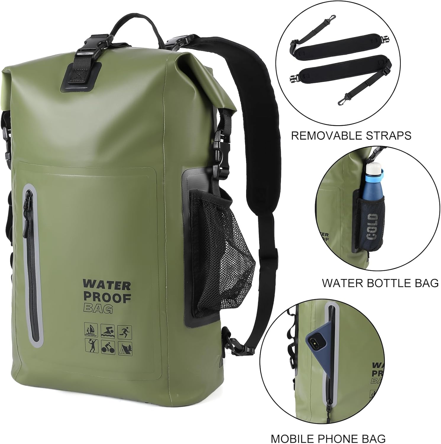 Waterproof Backpack, Waterproof Backpack That Can Float, Suitable for Kayaking And Beach Activities, Outdoor Moisture-Proof Bag
