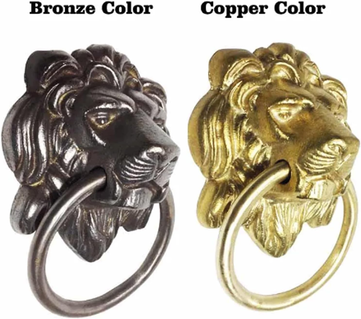 Vintage Lion Head Door Knocker Pull Ring Door Fittings with Screws European Style Brass Front Door Wooden Door Knockers