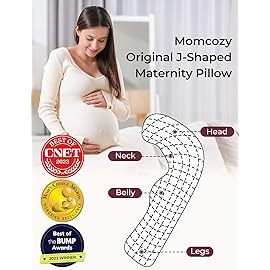 Momcozy J-Shaped Pregnancy Pillow for Sleeping with Cooling Cover - Maternity Body Pillow for Pregnant Women, Side Sleeper Support for Belly, Hip & Leg, Deep Grey