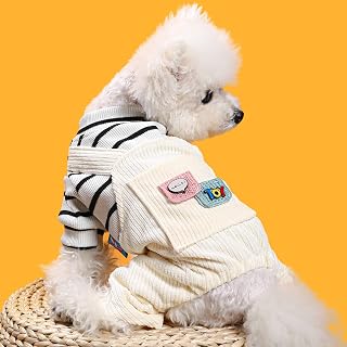 Pet Winter Clothes Stripe Shirts for Small Dog Stylish Cute Cartoon Jumpsuit Stylish Puppy Bib Overalls Apparel Boy Girl Dogs Classic Outfit Chihuahua Yorkies One Piece Birthday Holiday Clothes