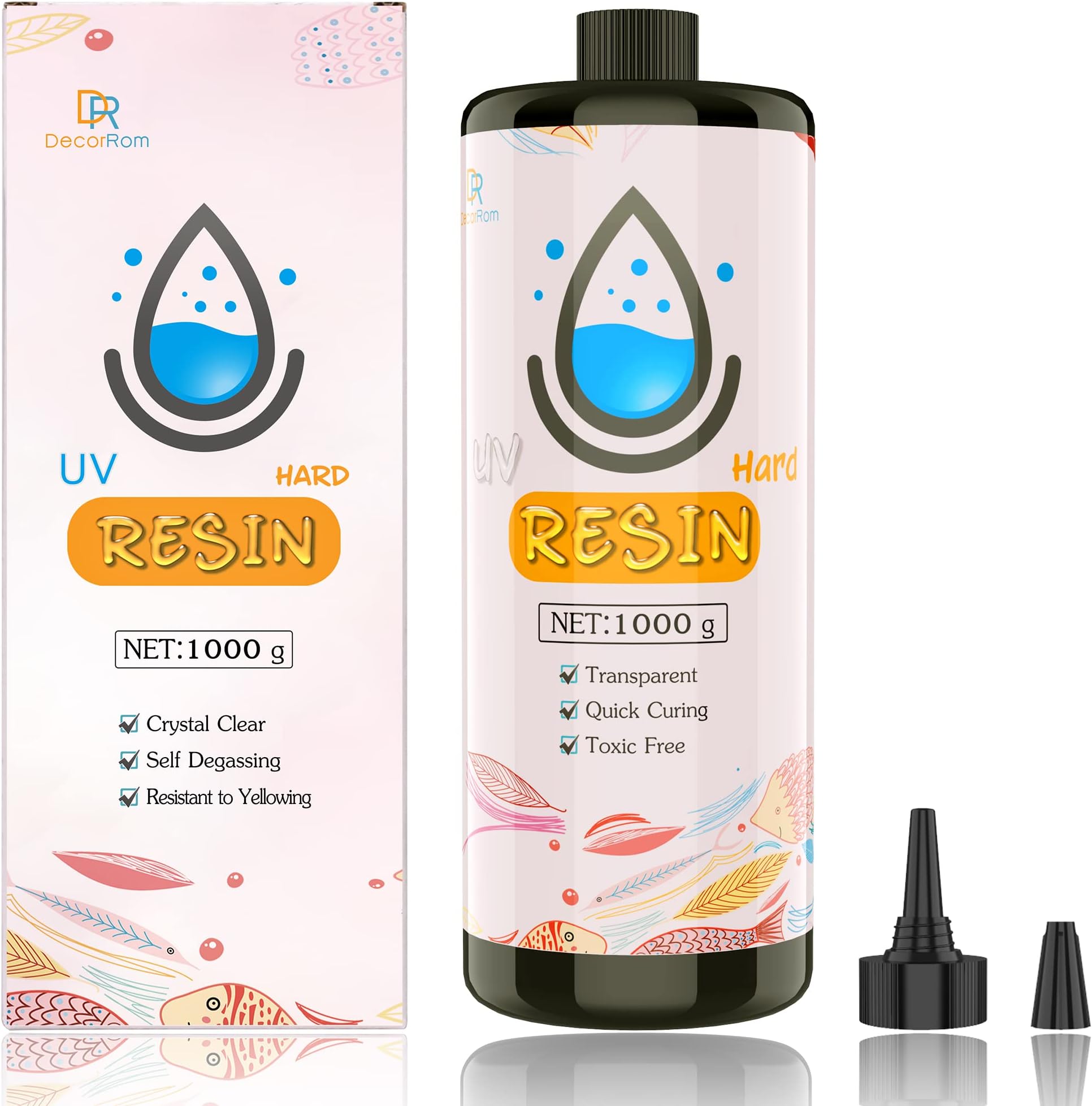 UV Resin 1,000g - Crystal Clear Glue Ultraviolet Curing Epoxy Resin for Jewelry Making Crafts - Transparent Hard Type Solar Cure Sunlight Activated Resin for Resin Mold, Casting and Coating