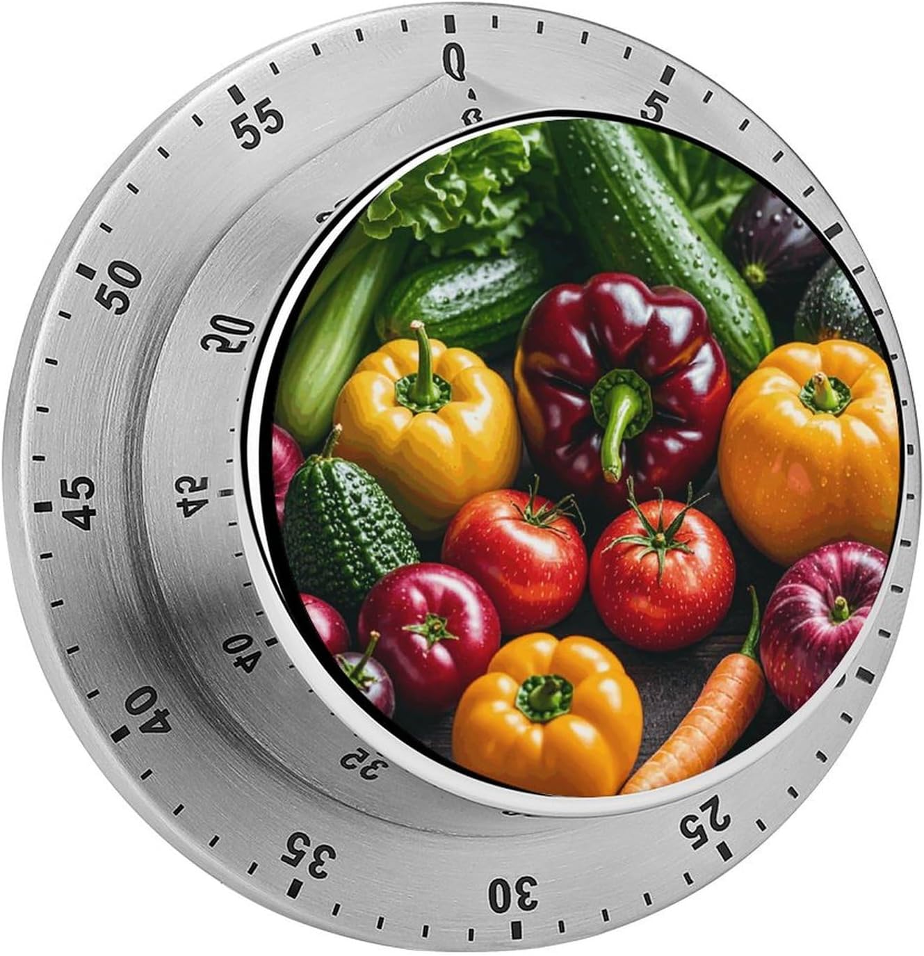Fresh Vegetables Fruits Timer Stainless Steel Kitchen Timers Waterproof & Rust-Proof 60 Minute Mechanical Timer with Loud Alarm for Cooking, Baking, Fitness