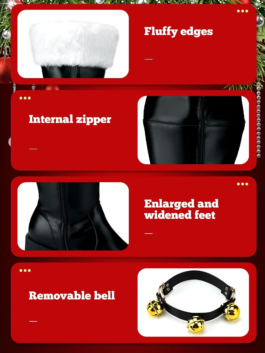 Christmas Santa Claus Boots for Halloween Costume and Dress Accessories