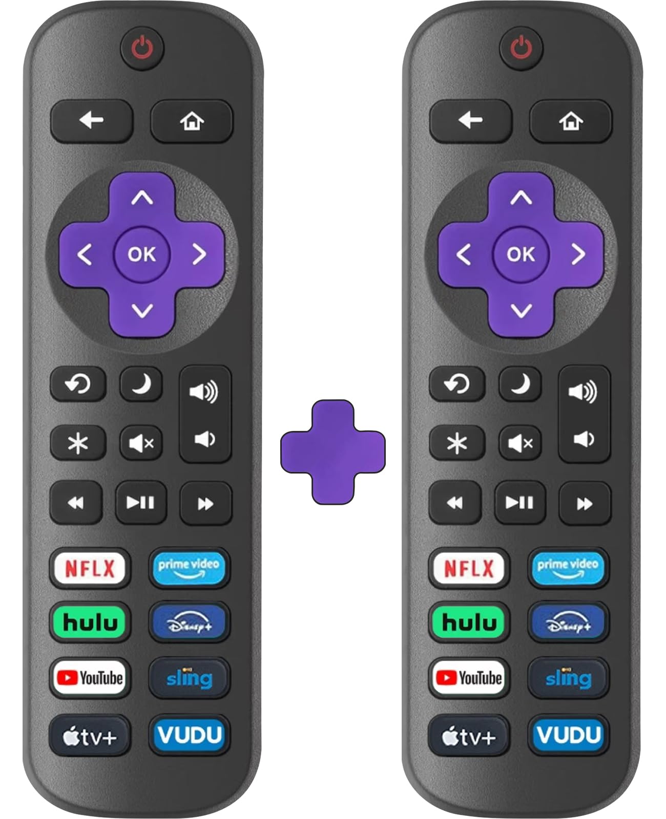 Photo 1 of ***PARTIAL SET***STOCK PHOTO FOR REFERENCE ONLY***2 Pack Replacement Remote Control Only for Roku TV, Compatible for TCL Roku/Hisense Roku/Onn Roku/Sharp Roku/Philips Roku/Element Roku/Westinghouse Roku TVs (Not for Roku Stick, Box or Speaker)