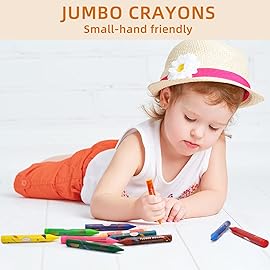 Lebze Toddler Crayons, 24 Colors Non Toxic Crayons for Kids Ages 3+, Easy to Hold Jumbo Crayon for Kids, Safe for Babies and Children Flower Monaco