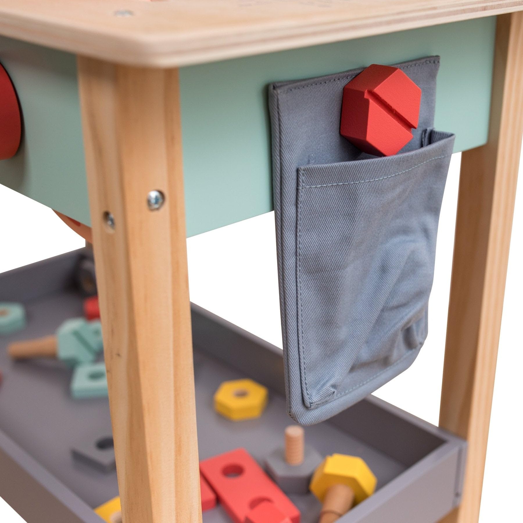 Owl & Fox Banco de Trabajo de Madera, Taller de Herramientas de simulación y Juego, con Sierra, Llave, Martillo, Tornillos y Accesorios, Juego de rol para niños a Partir de 3 años, sostenible,
