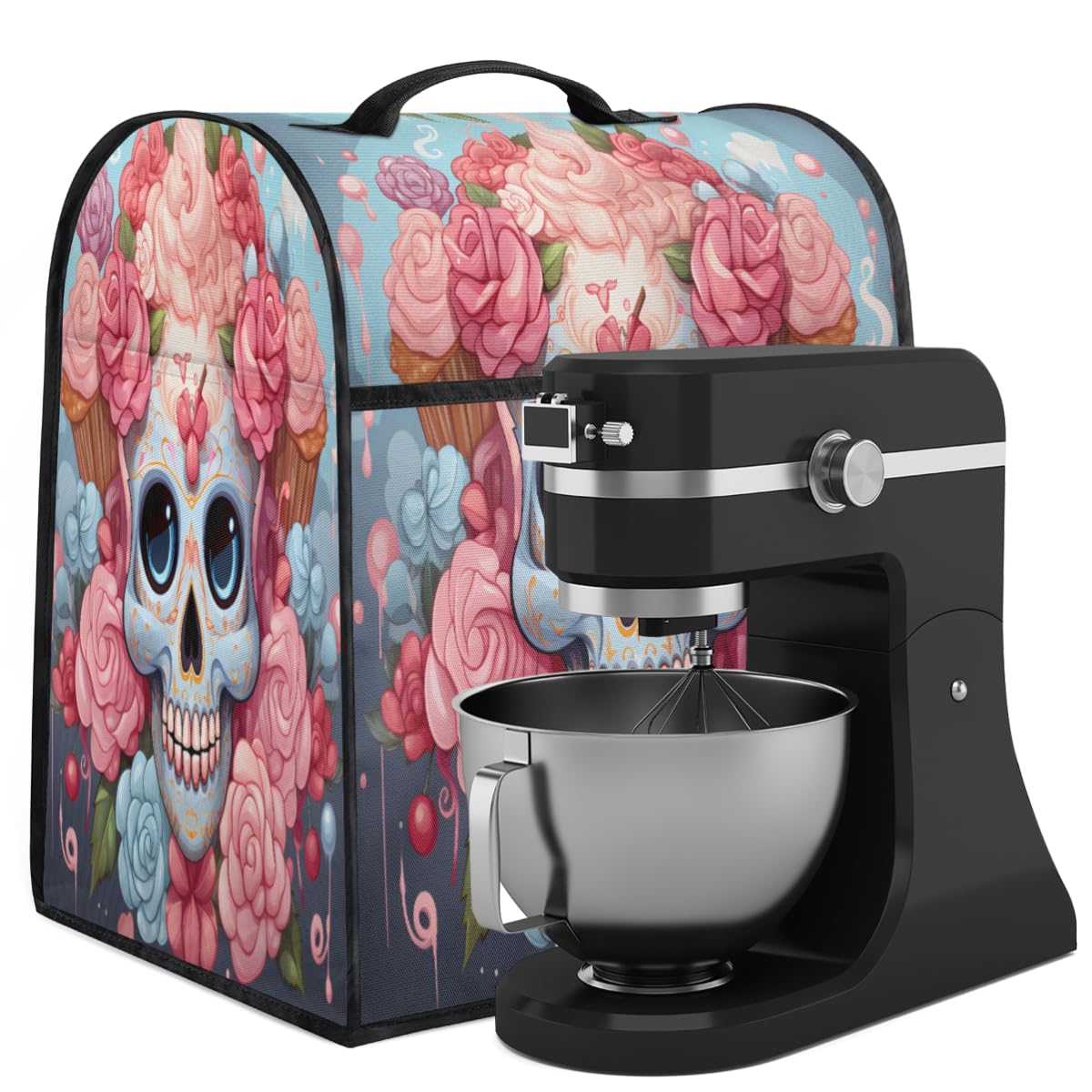 Coffee Maker Cover Cute Sugar Skull Kitchen Appliance Covers Small Appliance Covers Blender Cover Juicer Cover Dust Covers for Kitchen Appliances with Top Handle and Pockets,Washable,C810