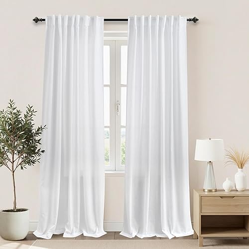 Miniatura 259 de KOUFALL Cortinas transparentes de lino de 90 pulgadas, cortinas para Sala Modernas 2025 De Lino Elegantes, cortinas personalizadas con pestaña