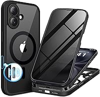 Vista 22 de BERFY Funda para iPhone 16 Pro, compatible con MagSafe, protector de pantalla de vidrio templado 9H integrado y protección de cámara, funda