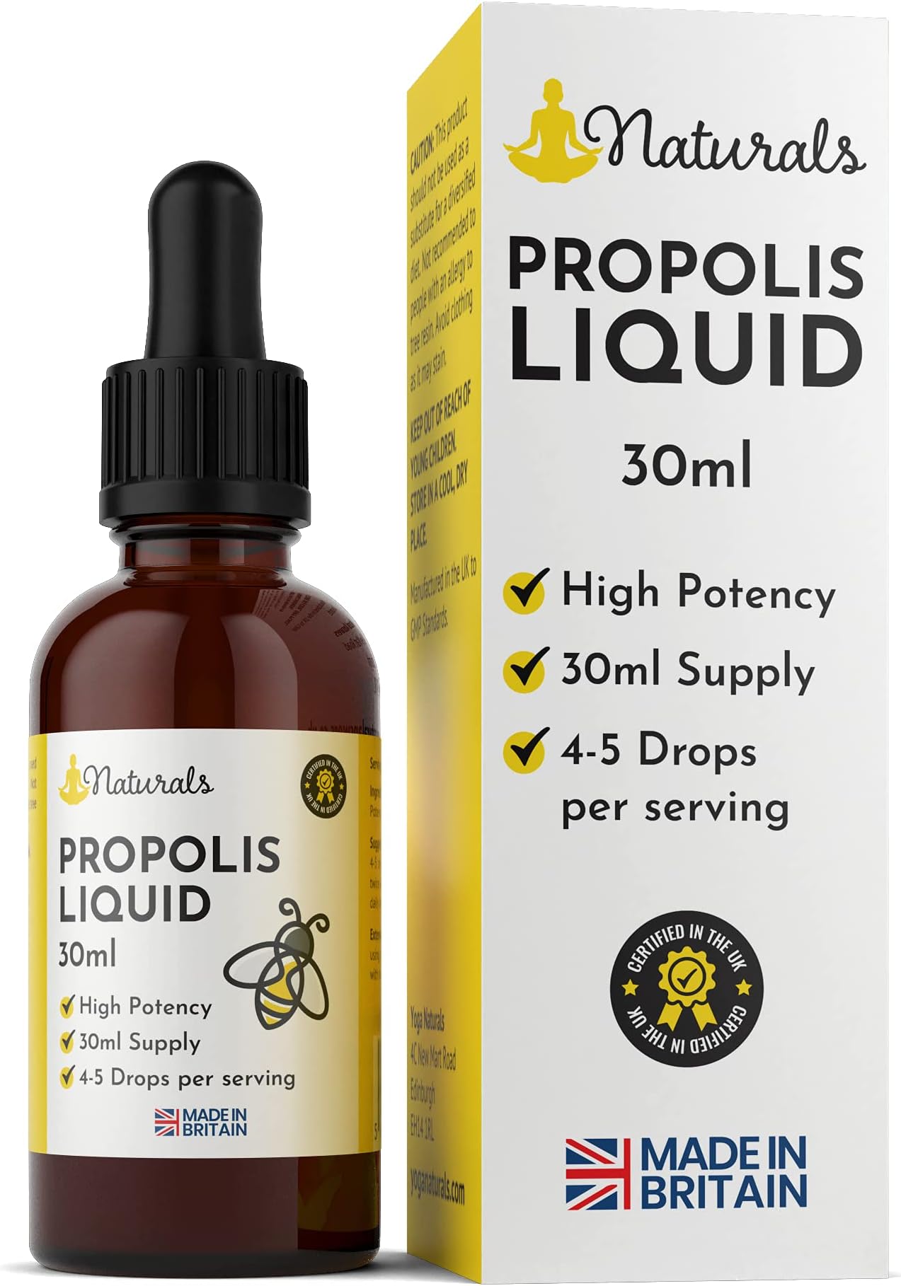 Propolis Liquid (1 Bottle 30 ML) Soothing Alcohol-Free Tincture | Support for The Skin, Throat and Mouth | Vegetarian Immune Boosting Extract Drops | UK Made Food Supplement
