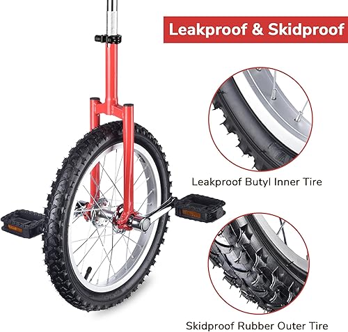 Miniatura 4 de AW Rueda de 16/18/20/24 pulgadas, asiento ajustable para exteriores, para adultos, niños, deportes al aire libre, ejercicio de fitness, para elegir