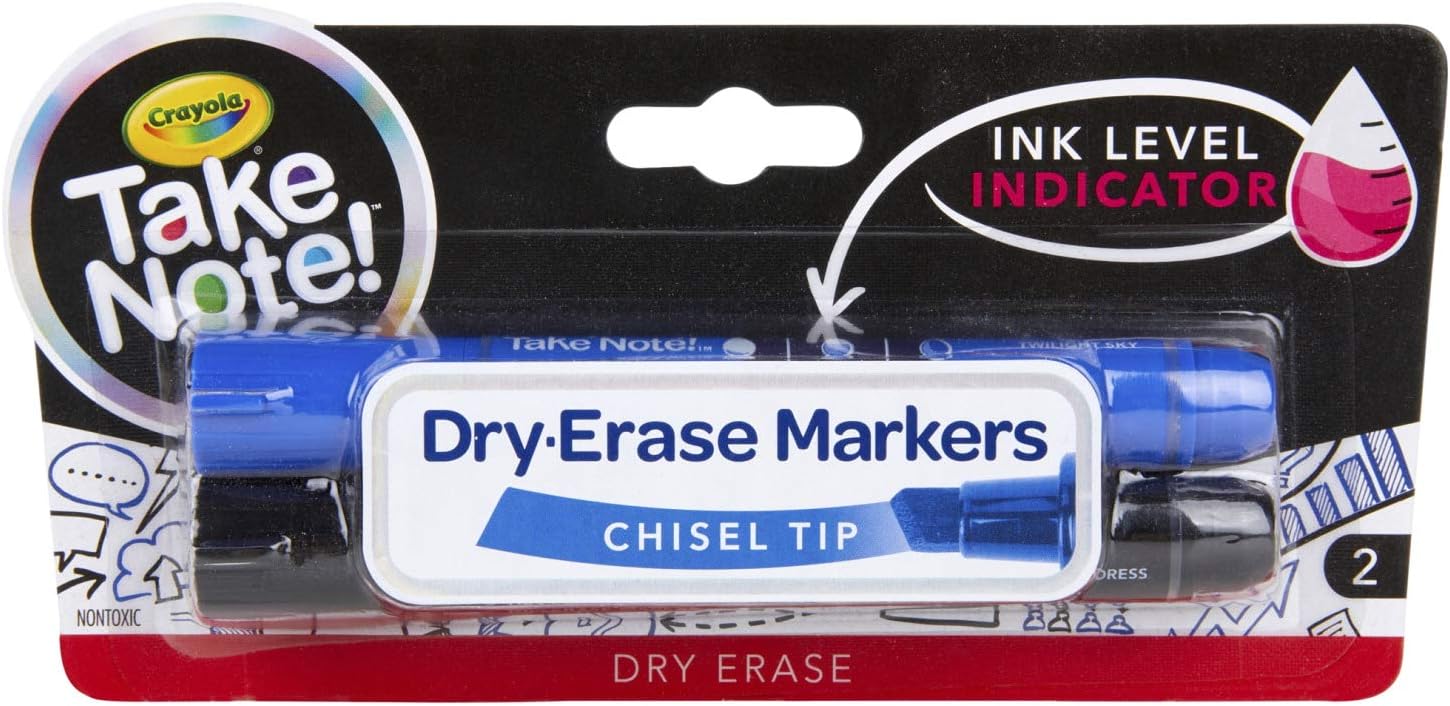 Crayola Dry Erase Markers, Low Odor, Chisel Tip, 2 Count