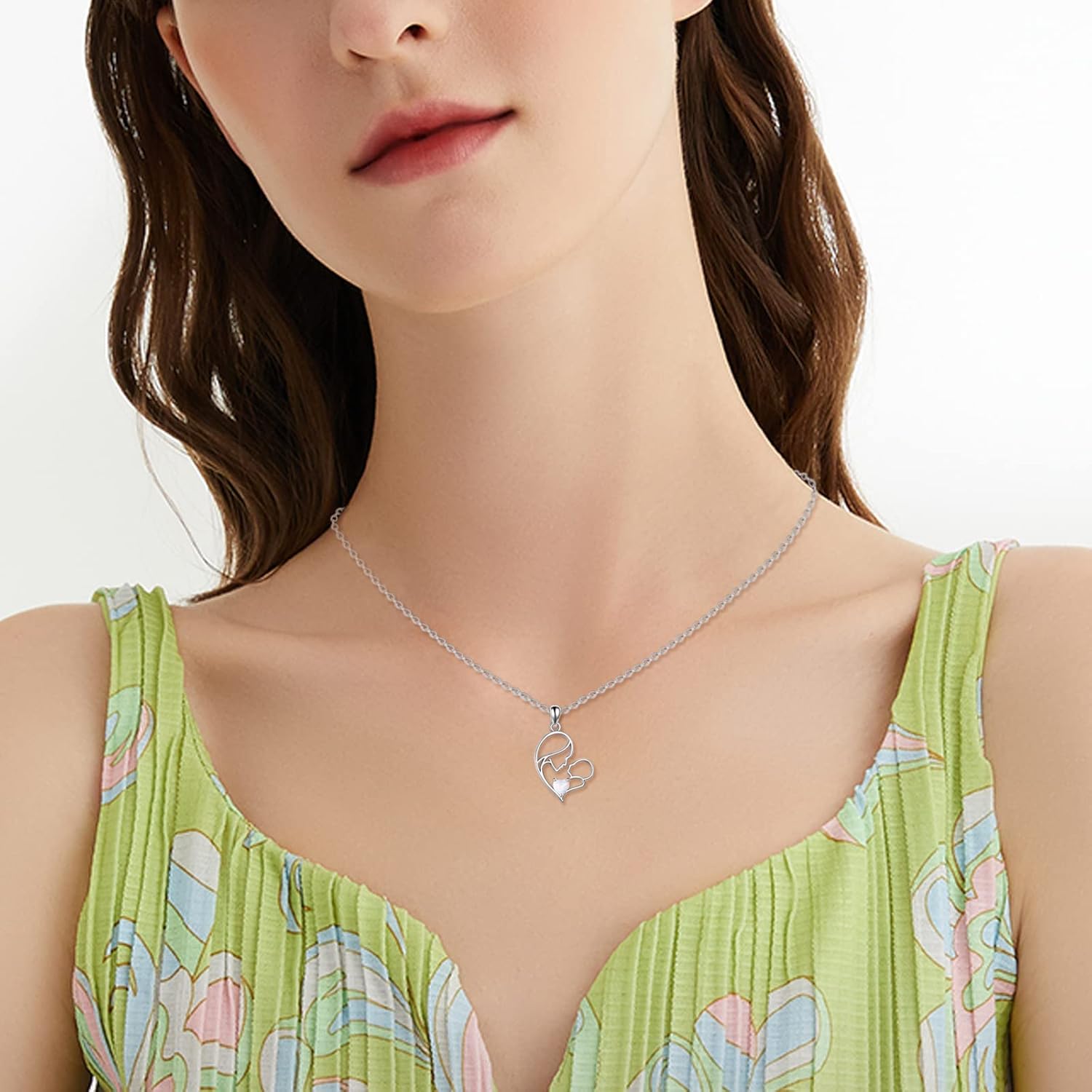 VONALA Sterling Silver Necklace Mother/Mother Daughter/Infinity/Heart/Rose Pendant Necklace Jewelry Gift for Women - Image 5