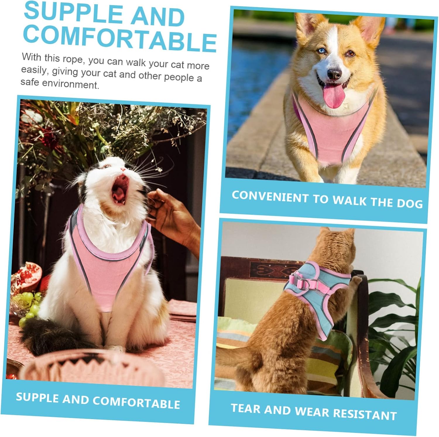 1set Cat Leash and Reflective Vest Pet Harness for Outdoor Walking Lightweight and Comfortable Design for Kittens and Puppies for Safe Night Adventures