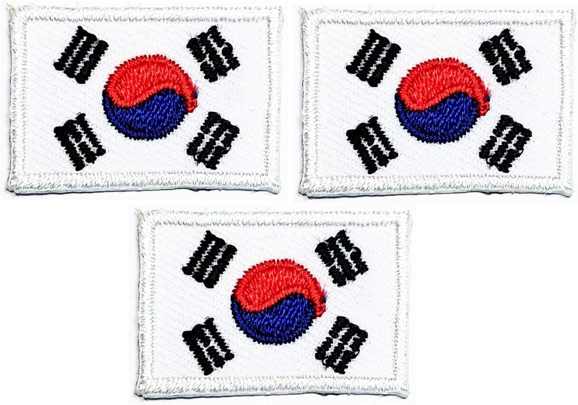Umama Patch Set of 3 Mini flag '' 0.6X1.1 '' South Korea Flag Embroidered Patch Military Tactical South Korea Flag Emblem Uniform Sew Iron On Patches Clothes