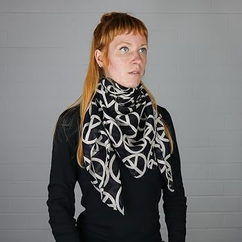 Sciarpa Quadrata In Cotone Freak Scene – Modello Pace, Grigio-nero, 100% Cotone, Leggera E Versatile