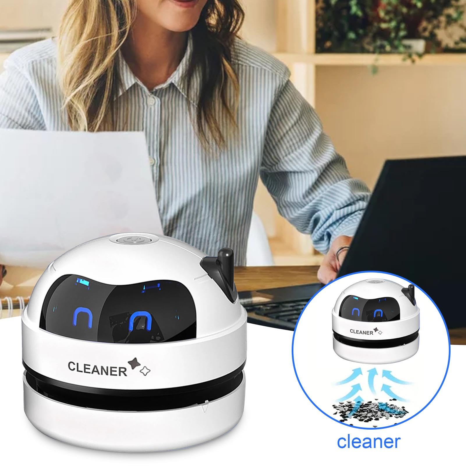 Aspiradora de escritorio, pequeña aspiradora de teclado – Aspiradora portátil pequeña con teclado USB para polvo, aspiradora de escritorio para artículos pequeños