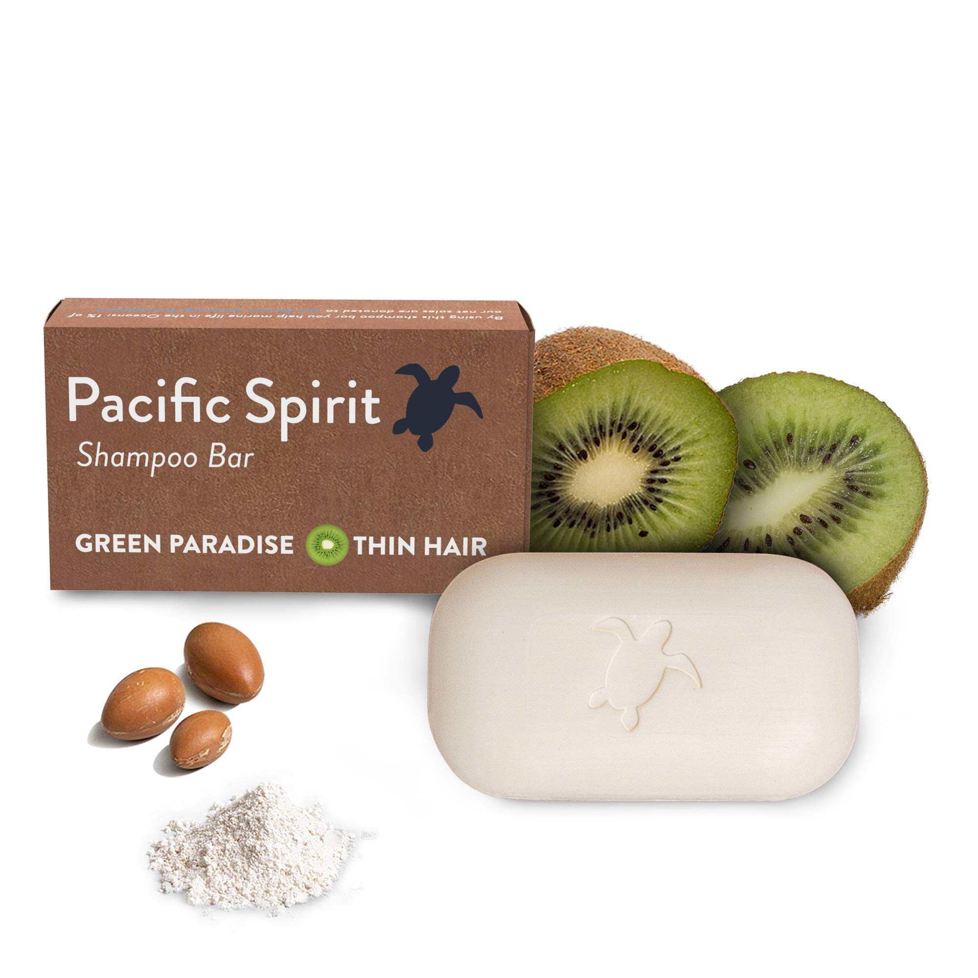 Shampoo Bar for thin hair with Argan Oil & Kiwi, Gentle foam, Natural, Green, SLS free, Sulfate Free, Soap-Free, Zero Waste, Vegan, 3.53 Oz