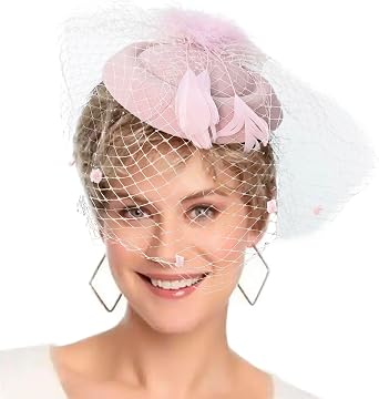 HIWIND Fascinators Hat Women Tea Party Pillbox Veil Cocktail Mesh Hat