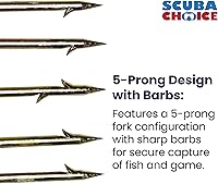 Vista 3 de Scuba Choice Spearfishing - Punta de arpón de punta de lanza de 5 puntas de 0.315 in con púas, acero inoxidable, 5 x 3 pulgadas, herramienta