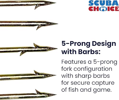 Miniatura 3 de Scuba Choice Spearfishing - Punta de arpón de punta de lanza de 5 puntas de 0.315 in con púas, acero inoxidable, 5 x 3 pulgadas, herramienta de