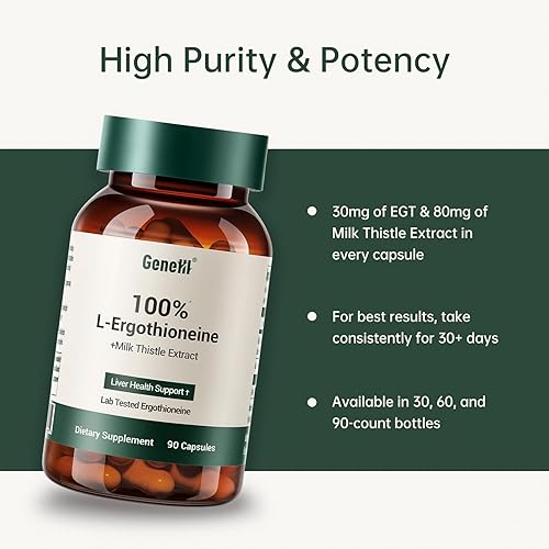 Miniatura 4 de Suplemento de desintoxicación hepática de cardo mariano Apoyo hepático avanzado y antioxidante celular 30 mg de Ergotioneína de alta pureza para