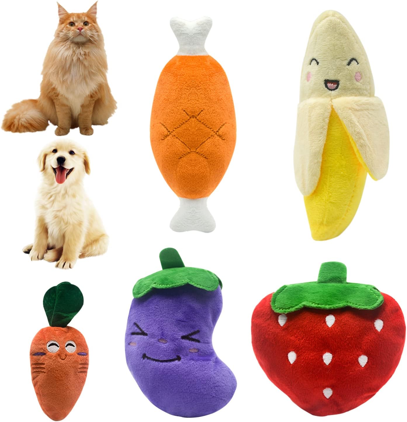 GWAWG5 Piece Plush Puppy Toys, Soft Fabric Dog Squeak Toys Pet Puppy Chew Toys, Interactive Toys for Dogs When Bored